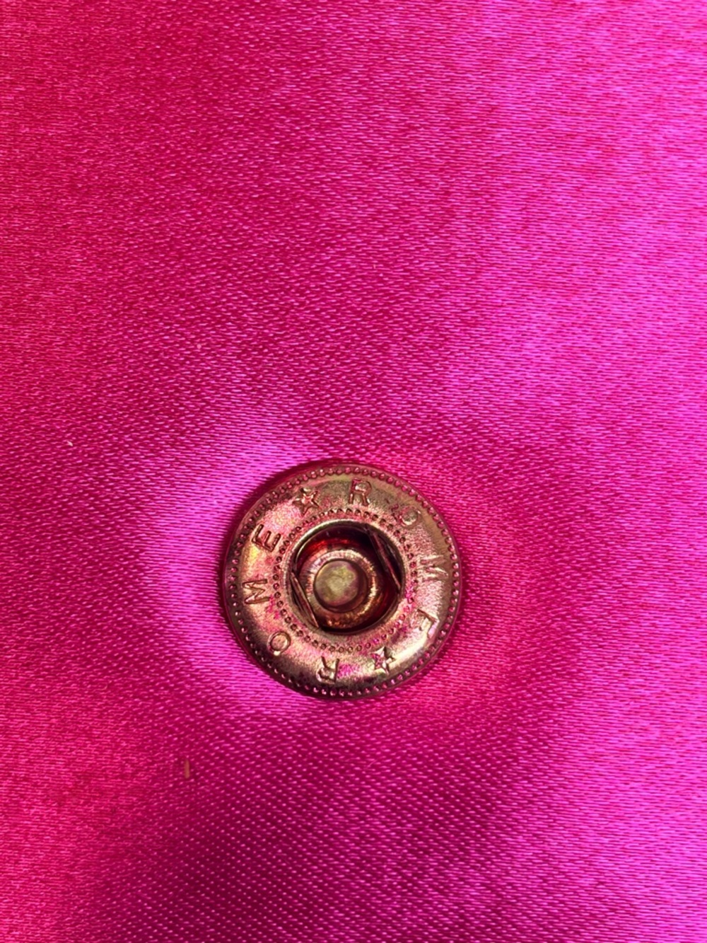 VTG 90s Hot Pink Satin Evening Clutch w/ Pristine Gold Chain Strap Barbiecore - Picture 9 of 9